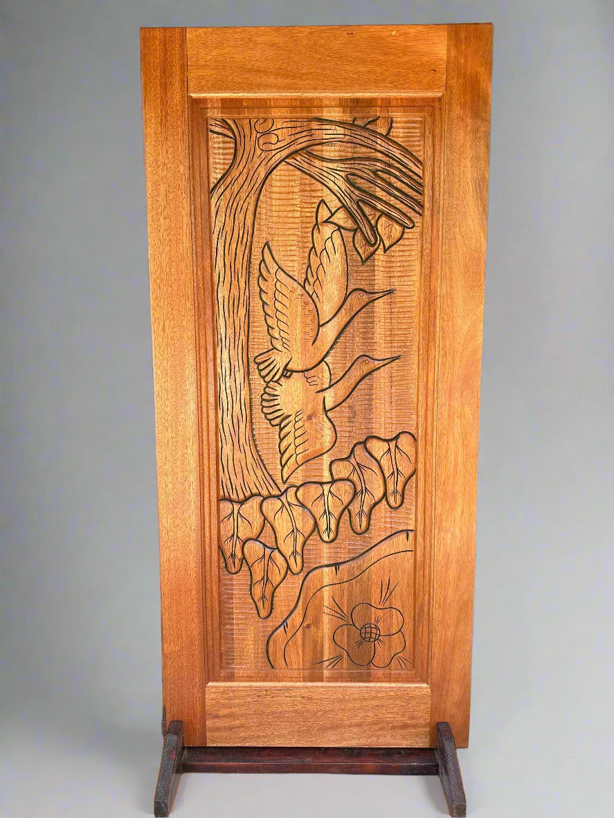 Birds in Flight - Hand carved Brazilian Mohogny Entryway doors Ref #4030