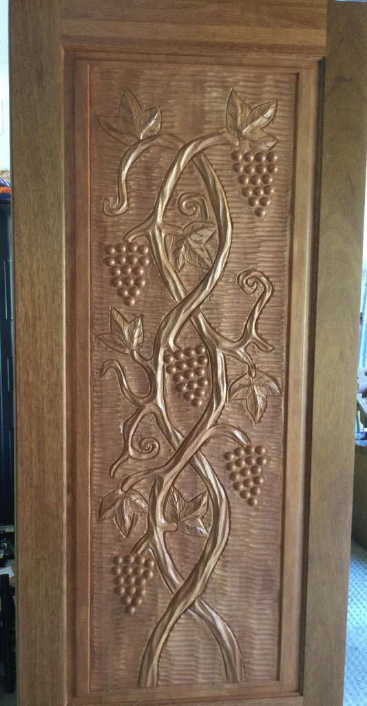 Hand-carved Brazilian Mahogany Entryway Doors - Grapevine Door