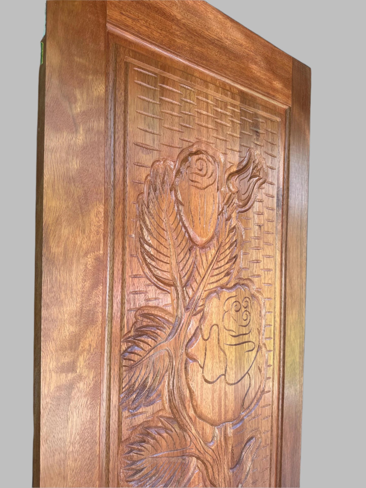 Hand-carved Brazilian Mahogany Entryway Doors - Roses Door