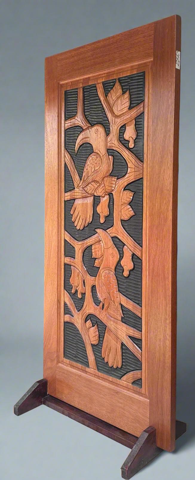 Hand-carved Brazilian Mahogany Entryway Doors - Toucans Door