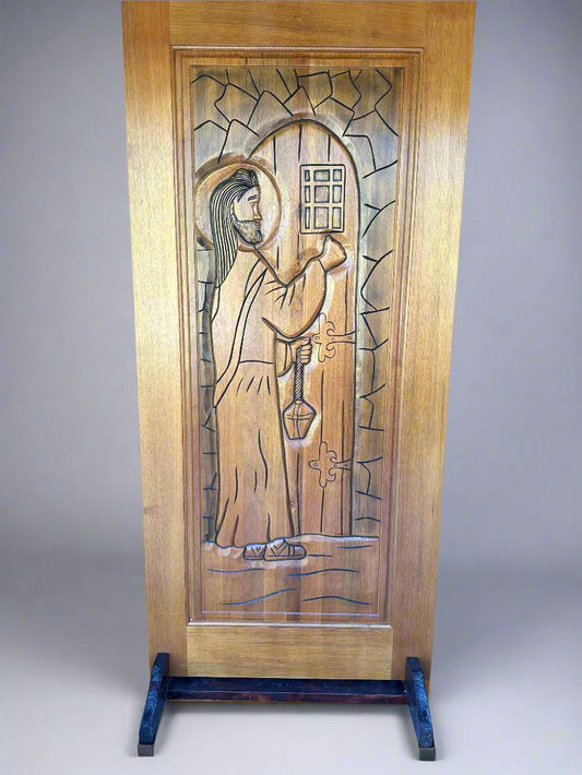 Hand-carved Brazilian Mahogany Entryway Doors - Christ Knocking Door