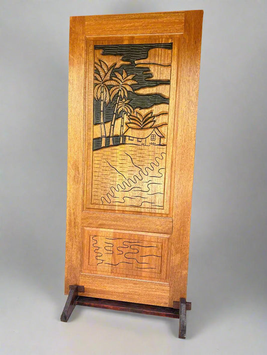Hand-carved Brazilian Mahogany Entryway Doors - Cabin Door