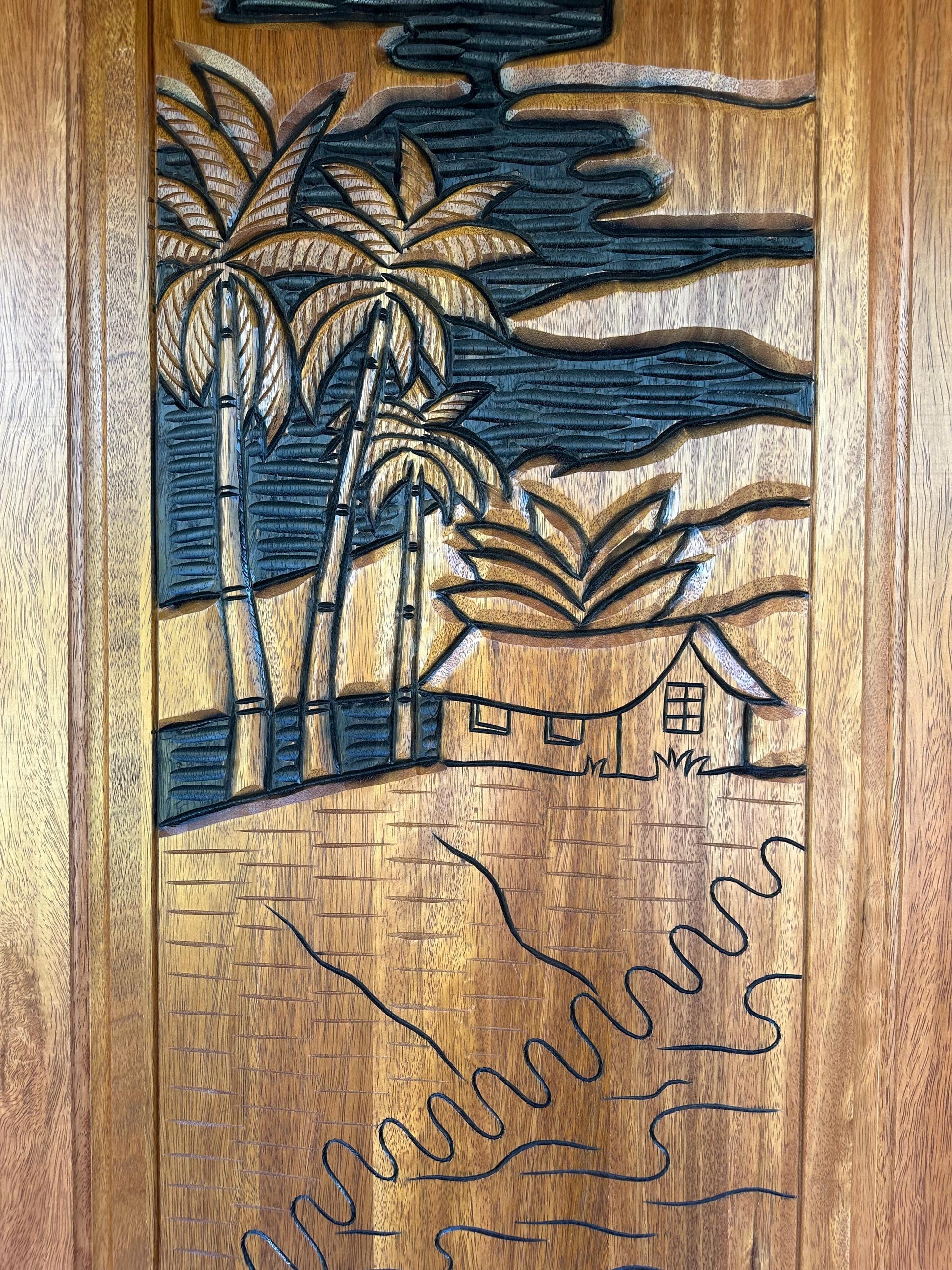 Hand-carved Brazilian Mahogany Entryway Doors - Cabin Door