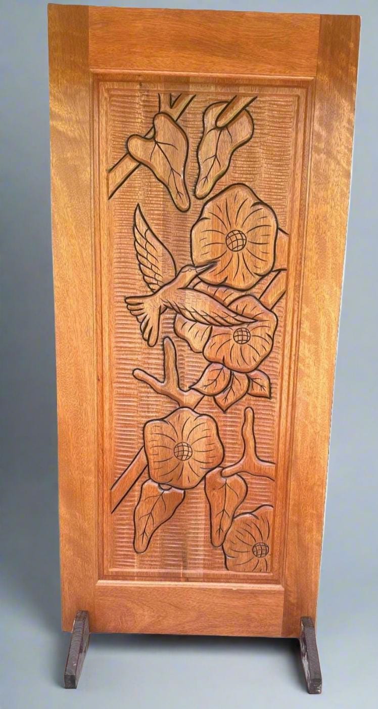 Hand-carved Brazilian Mahogany Entryway Doors - Hummingbird Door