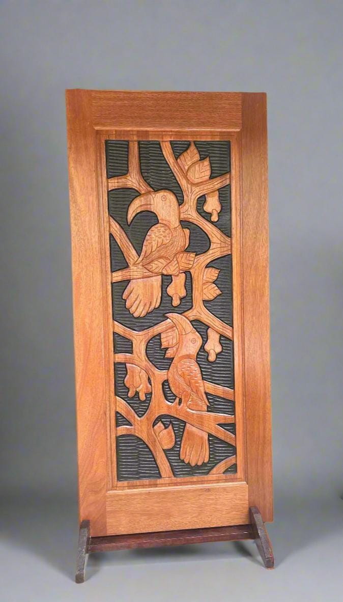 Hand-carved Brazilian Mahogany Entryway Doors - Toucans Door