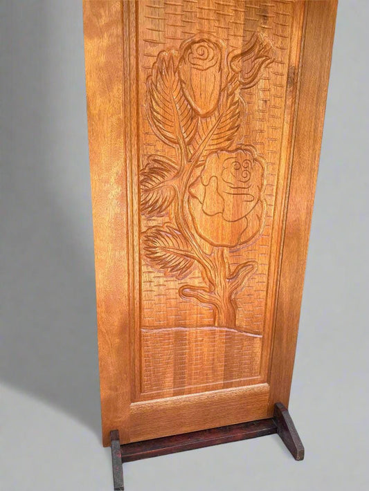 Hand-carved Brazilian Mahogany Entryway Doors - Rose Door