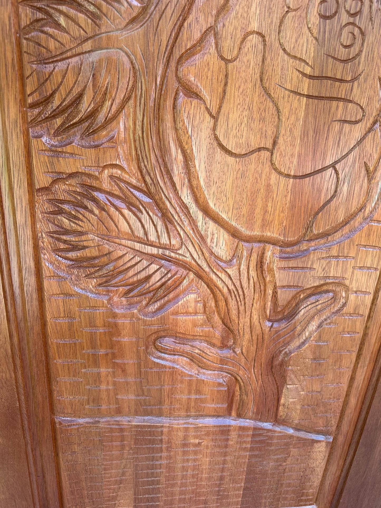 Hand-carved Brazilian Mahogany Entryway Doors - Rose Door