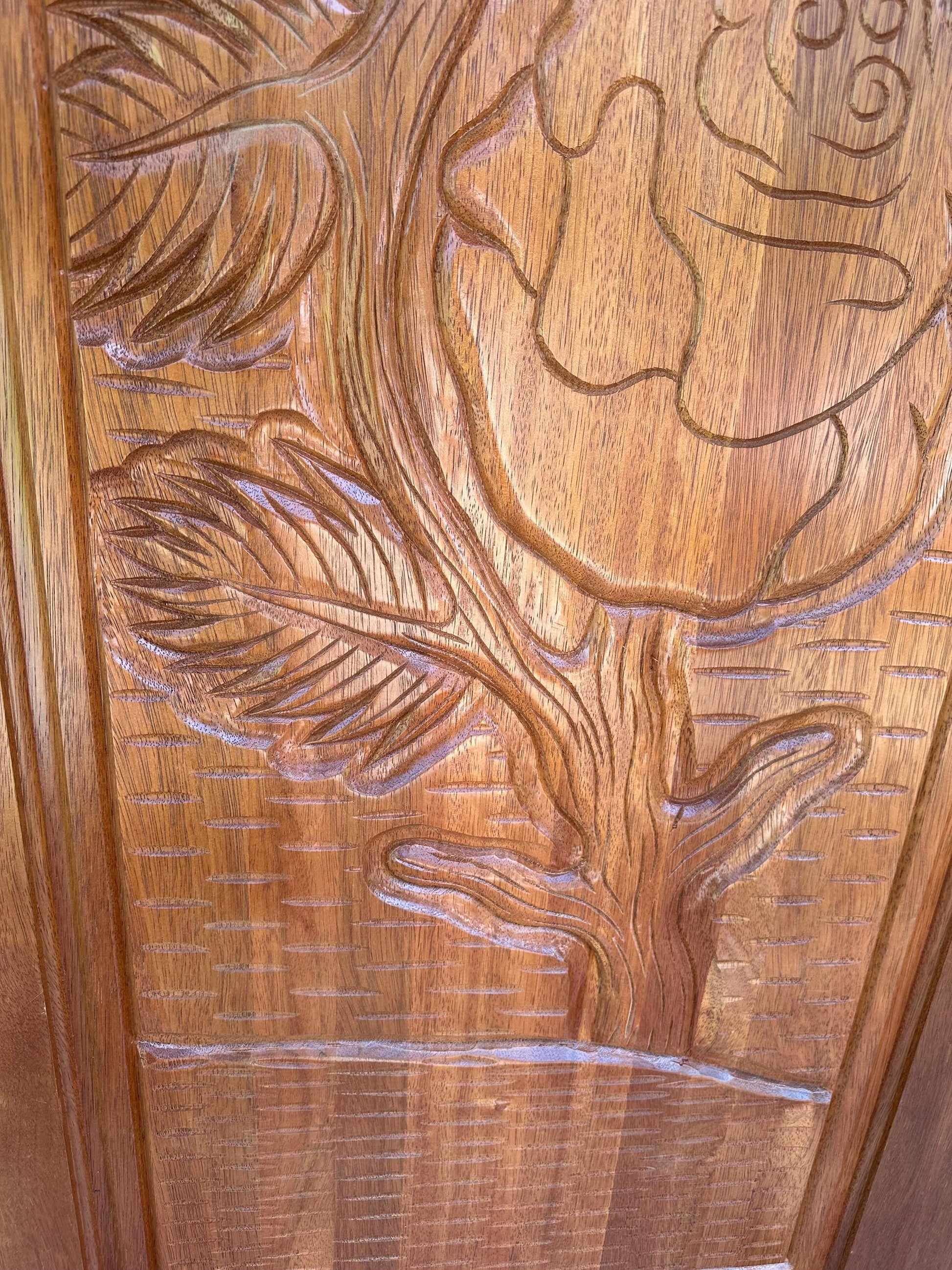 Hand-carved Brazilian Mahogany Entryway Doors - Rose Door
