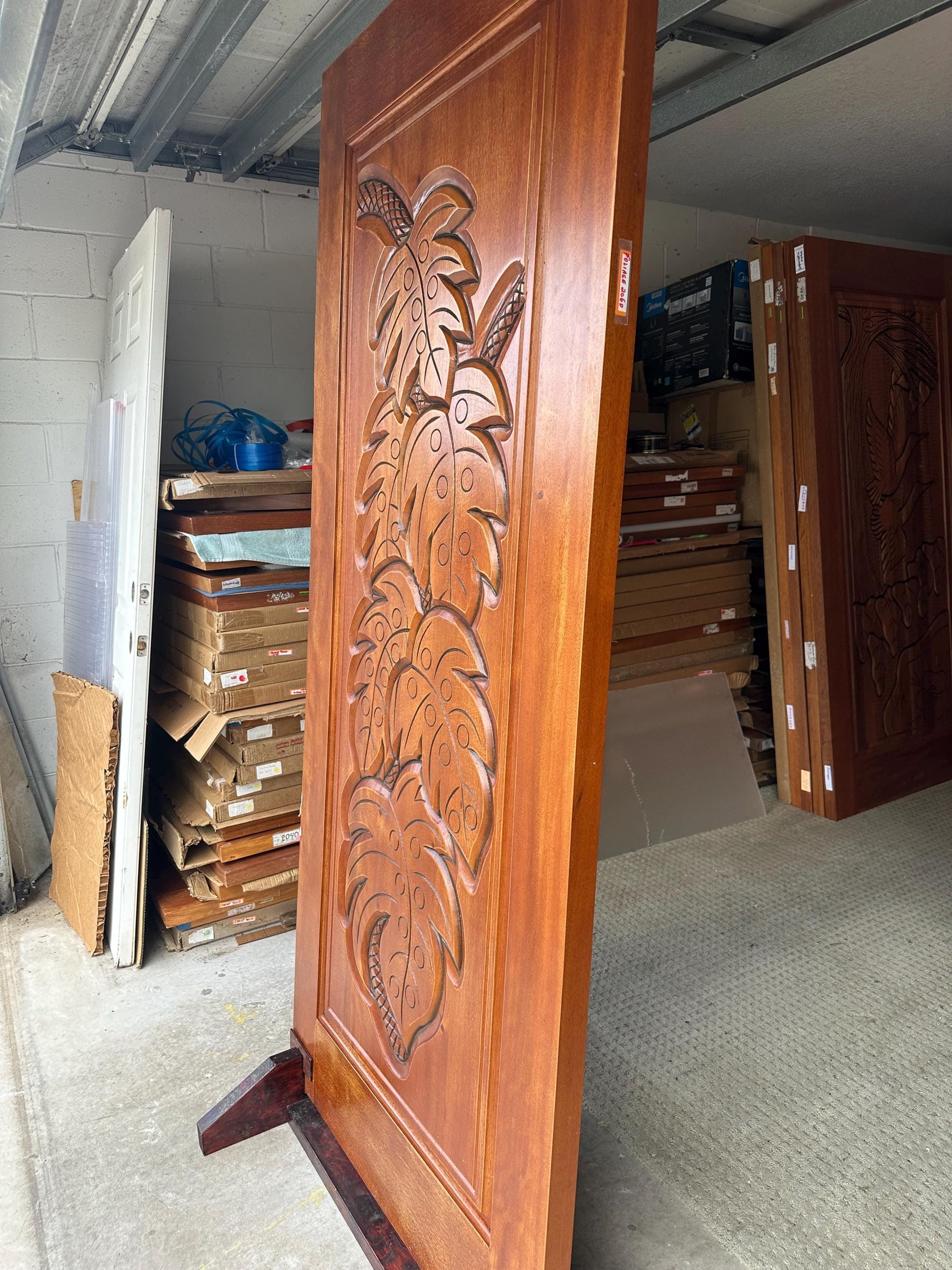 Foliage Door - Hand-carved Brazilian Mahogany Entryway Doors