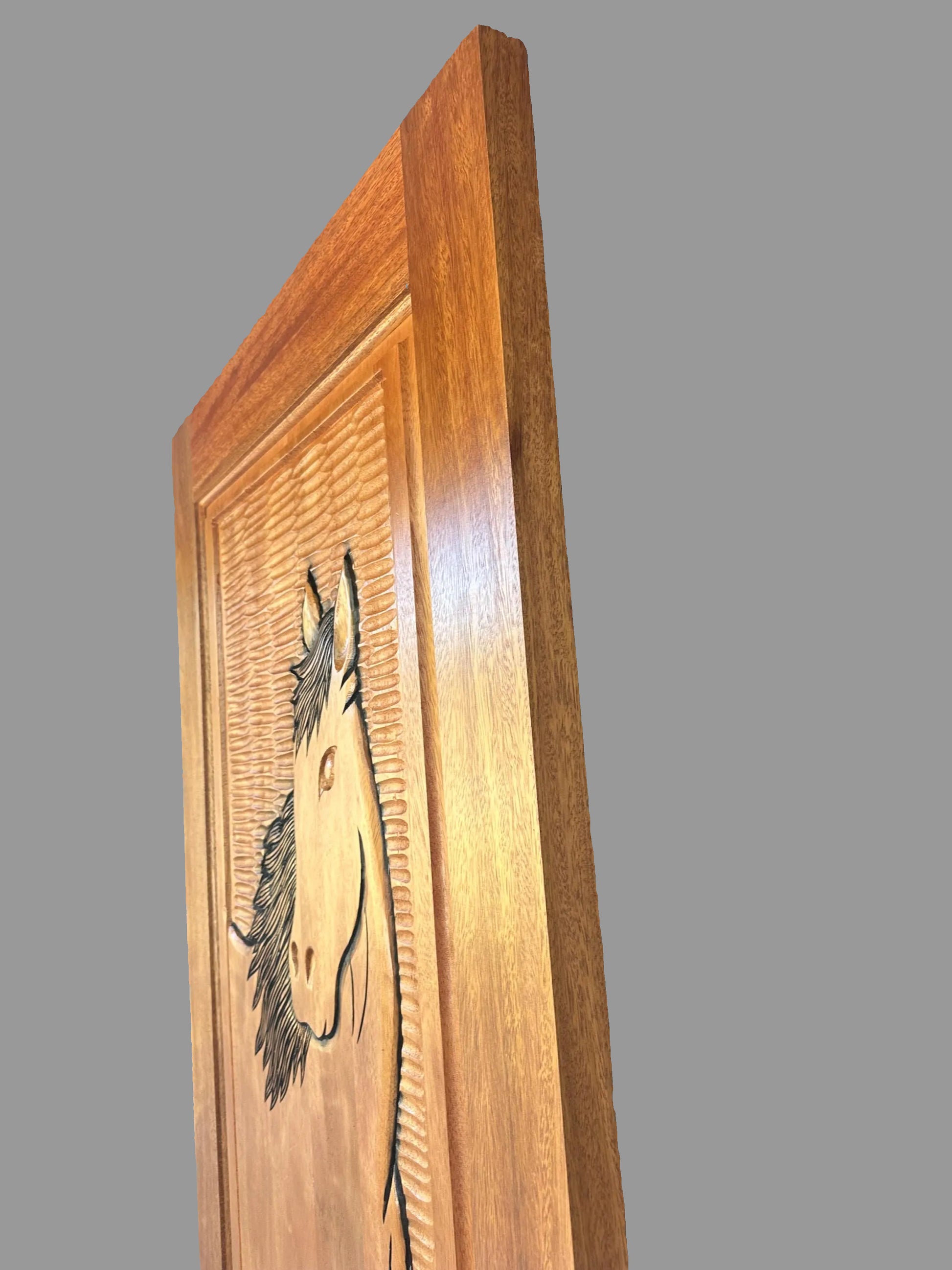 Stallion Door - Hand-carved Brazilian Mahogany Entryway Doors