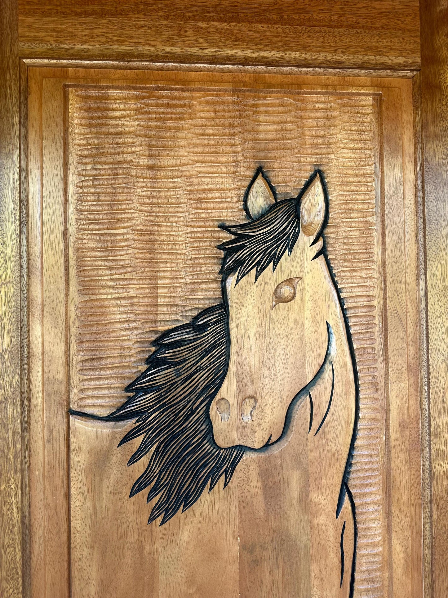Stallion Door - Hand-carved Brazilian Mahogany Entryway Doors