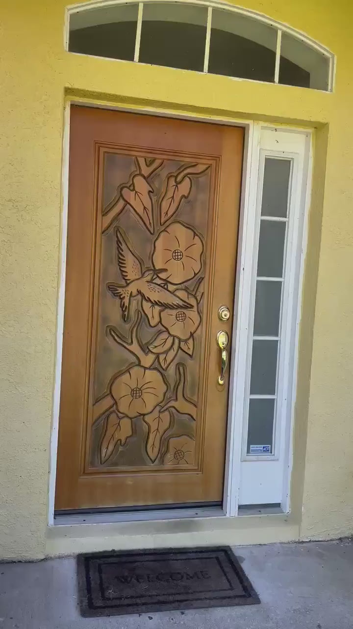 Parrot (Papagallo) Door - Hand-carved Brazilian Mahogany Entryway Doors